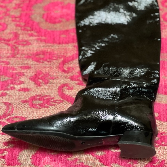 Italian made/bought patent leather, high boots, small heel - Picture 3 of 4